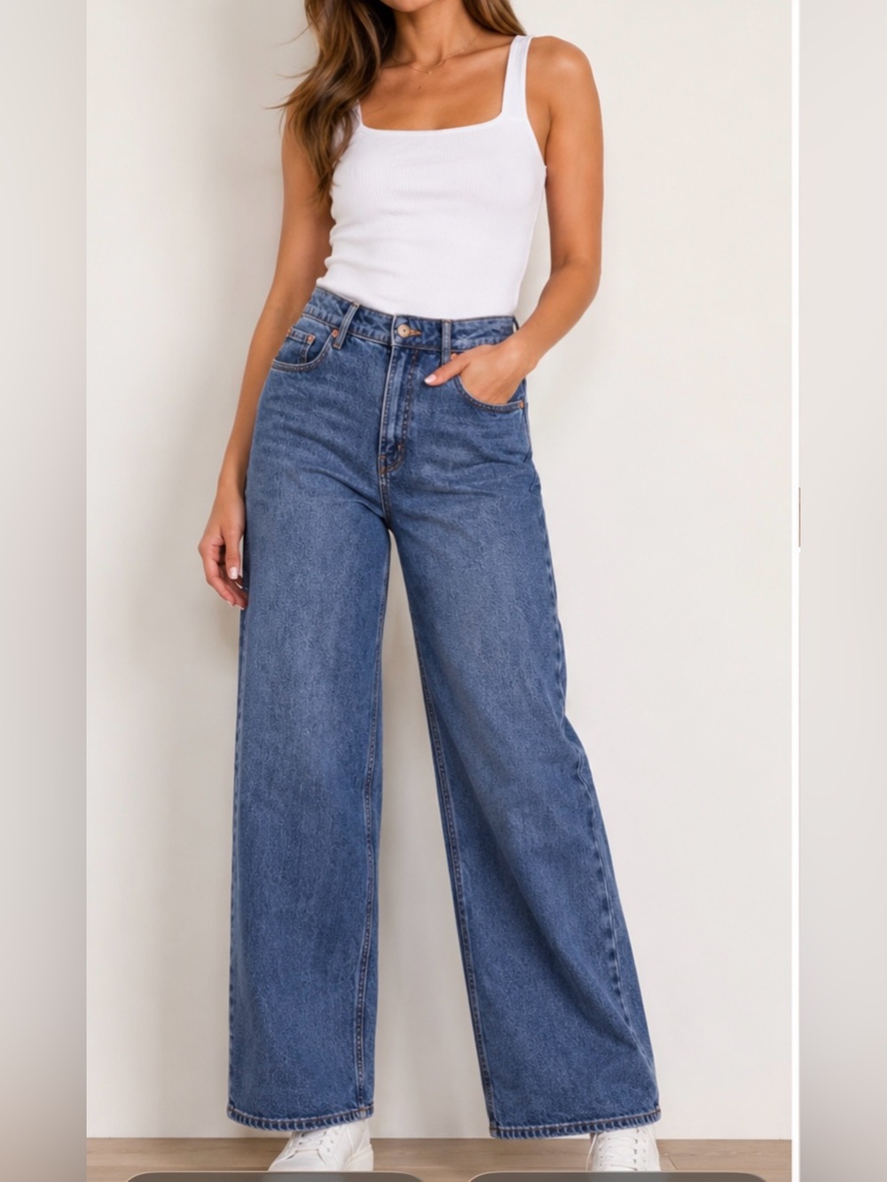 Old Navy Wide Leg Jeans Womens Size 10 Extra High Rise Secret Smooth Denim